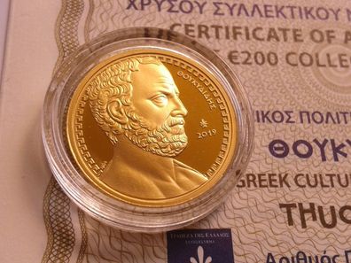 200 euro 2019 PP Gold Thukydides Griechenland in Schatulle - nur 750 Ex. - Rarität