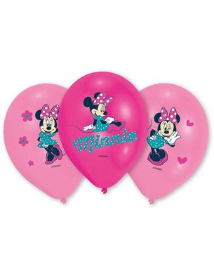 6 Latex Ballons Minnie Mouse Maus 27,5cm Ballon Luftballon Deko Pink Lady Disney