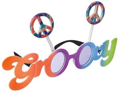 Spaß Sonnen Brille 70'er 70's Peace Groovy getönt fun glasses Party Motto Kostüm
