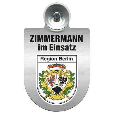 Einsatzschild Windschutzscheibe incl. Saugnapf - Zimmermann im Einsatz - 309746 - Reg