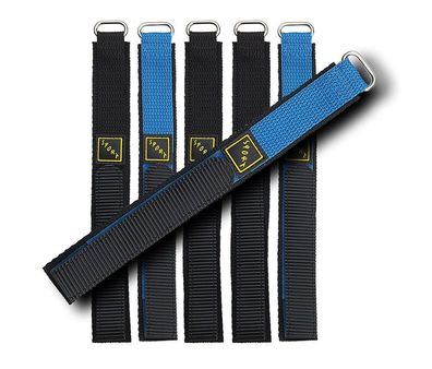 Minott Uhrenarmband Klettband 18mm Textil schwarz oder schwarz/ blau