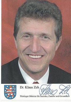 Dr. Klaus Zeh Autogrammkarte Original Signiert + 7722