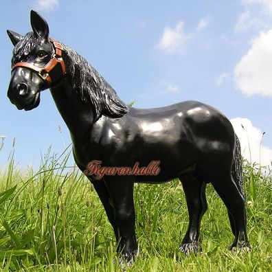 Pferd Gartenfigur Hängst Dekoration dunkelbraun Garten Figur Statue Fan Artikel 