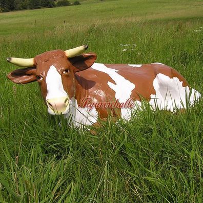 Kuh Kalb Figur Statue Skulptur Bauernhof Tierfigur bunt Deko Garten Bauern