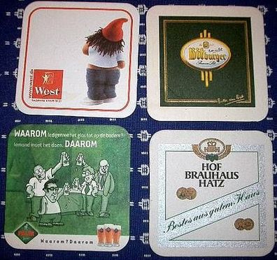 4 Bierdeckel Palm, Hatz, Bitburger, West