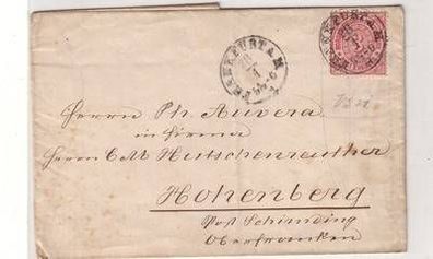 53140 Brief mit 3 Kreuzer Norddeutscher Postbezirk Frankfurt am Main 1868