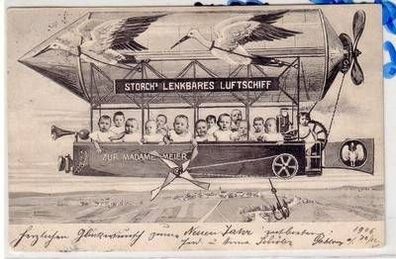 58285 Humor Ak Storch´s lenkbares Luftschiff 1906
