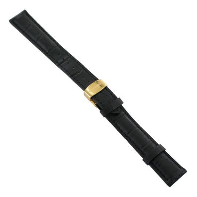 Ingersoll Ersatzband für Uhren Leder schwarz Kroko Faltschl. gold 20 mm XL