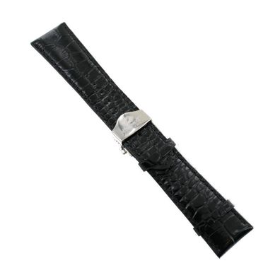 Ingersoll Ersatzband für Uhren Leder schwarz g. Kroko Faltschl. Si 24 mm