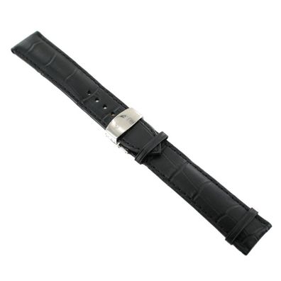 Ingersoll Ersatzband für Uhren Leder schwarz Kroko Faltschl. Si 22 mm