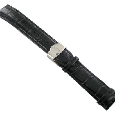 Ingersoll Ersatzband für Uhren Leder schwarz g. Kroko Faltschl. Si 22 mm