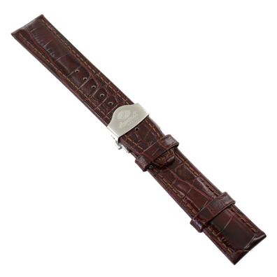 Ingersoll Ersatzband für Uhren Leder braun g. Kroko Faltschl. Si 22 mm
