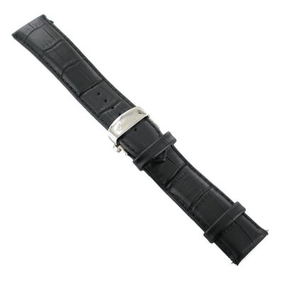 Ingersoll Ersatzband für Uhren Leder schwarz Kroko Faltschließe Si 22 mm