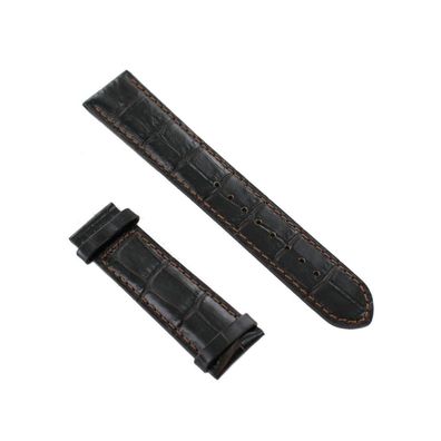 Ingersoll Ersatzband für Uhren Leder dunkelbraun Kroko Naht orange 22 mm