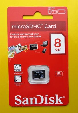 NEU: 8 GB SanDisk microSDHC micro SD Secure Digital Speicherkarte microSD 8GB