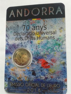 2 euro 2018 Andorra coincard 70. Jahrestag der Verkündung der Menschenrechte 2€ 2018