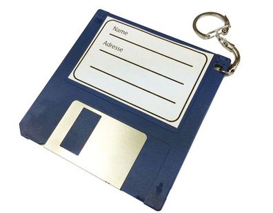 Adressanhänger Taschenanhänger Kofferanhänger Diskette RETRO Disc Floppy BLAU