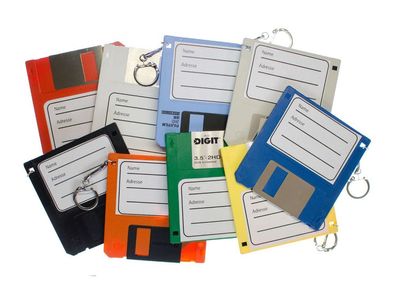 Adressanhänger Taschenanhänger Kofferanhänger Diskette RETRO Disc Floppy Schwarz