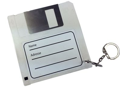 Adressanhänger Taschenanhänger Kofferanhänger Diskette RETRO Disc Floppy WEISS