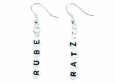 RATZ & RÜBE Ohrringe Miniblings Hänger Wörter Wort Buchstaben Weiß