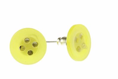 Knopf Ohrstecker Miniblings Stecker Ohrringe Knöpfe Schneider Nähen DIY gelb