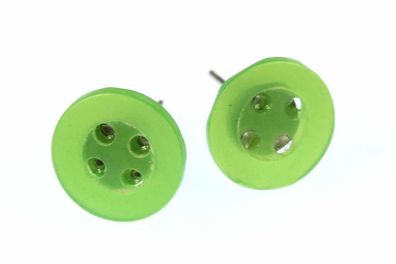 Knopf Ohrstecker Miniblings Stecker Ohrringe Knöpfe Schneider Nähen DIY grün