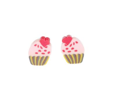 Muffin Ohrstecker Miniblings Stecker Ohrringe Törtchen Cupcake rosa Herz