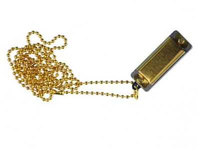 Goldene Mundharmonika Kette Spielbar Halskette Miniblings 80cm Musik golden