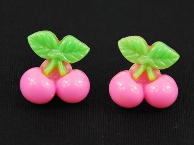 Kirschenpaar Ohrstecker Miniblings Stecker Ohrringe Kirsche Lebensmittel Rosa