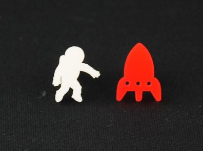 Raumfahrt Ohrstecker Miniblings Ohrringe Astronaut Raumschiff Rakete Weltall All