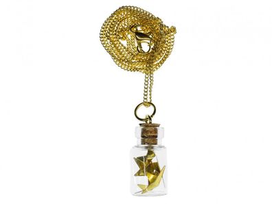 Sterne im Glas Kette Miniblings 60cm Goldsterne in Flasche Sternchen gold