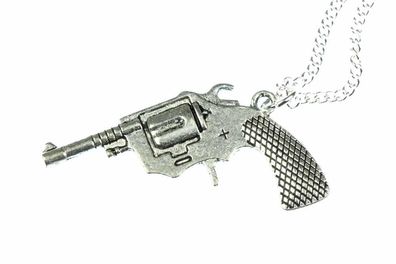 Revolver Kette Revolverkette Halskette Pistole Colt Cowboy Miniblings 60cm 4cm