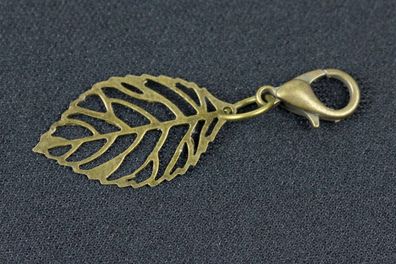 Blatt Blätter Charm Anhänger Bettelarmband Miniblings filigran Pflanze Bronze