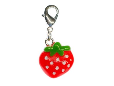 Erdbeere Charm Anhänger Bettelarmband Miniblings Charms Strawberry rot flach