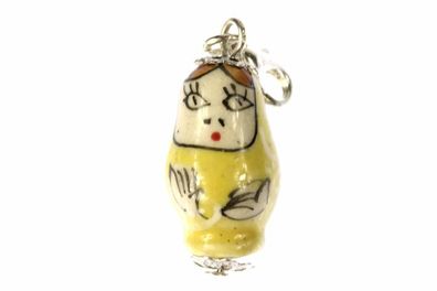 Matroschka Babuschka Russland Charm Anhänger Miniblings russische Puppe gelb