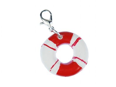 Rettungsring maritim Charm Anhänger Schiff Segeln Boot Miniblings Ring rot weiß