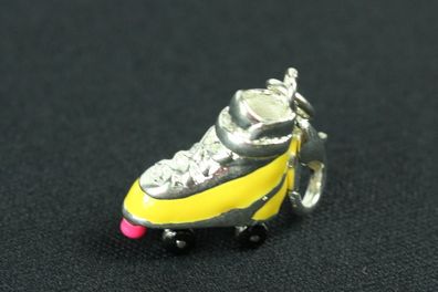 Rollschuh Charm Anhänger Bettelarmband Miniblings Rollschuhe Diskoroller gelb