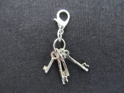 Schlüsselbund Schlüssel Charm Zipper Pull Anhänger Schloss Miniblings silber