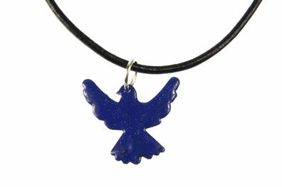 Emaille Taube Friedenstaube Kette Miniblings Halskette Vogel Lederband 45cm blau