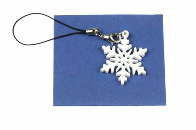 Schneeflocke Eisblume Handyanhänger Miniblings Weihnachten Acrylglas weiß 3cm