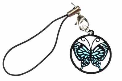 Schmetterling Handyanhänger Anhänger Suncatcher blau schwz Miniblings