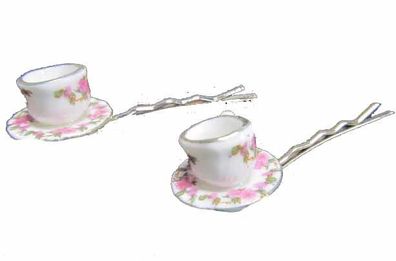 Tassen 2er Set Haarspangen Haarklammern Miniblings Teetassen Tasse Teatime rosa