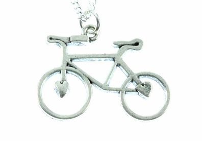 Fahrrad Kette Halskette Miniblings 45cm Rad Rennrad Fahrradkette versilbert Herz