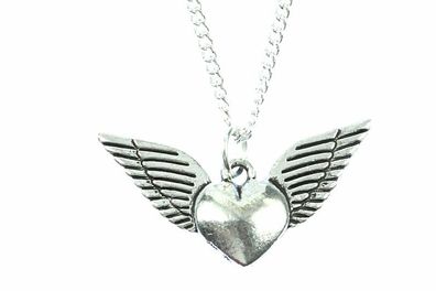 Herz mit Flügel n Kette Halskette Miniblings 45cm Flügel Valentinstag versilbert