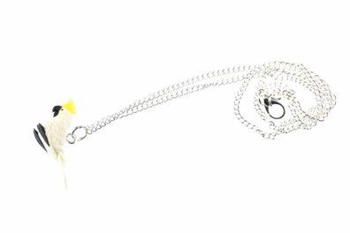 Kakadu Kette Halskette Miniblings 45cm Vogel Vogelkette Papagei Bird Exot grau-gelb