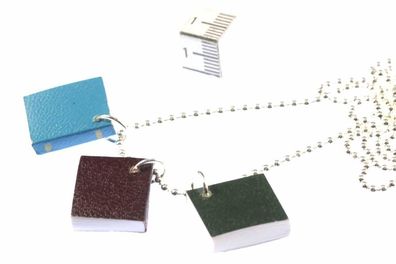 Miniblings 3er Bücher mit Seiten Halskette 80cm Buch Leseratte Lesen Schreiben