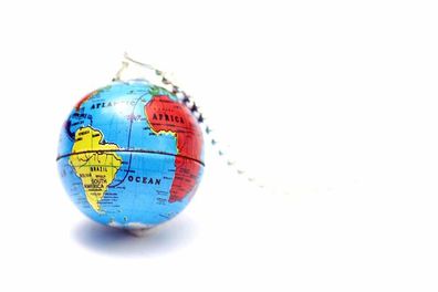 Globus Kette Halskette Miniblings 80cm Erde Erdball Erdkugel Welt Planet blau