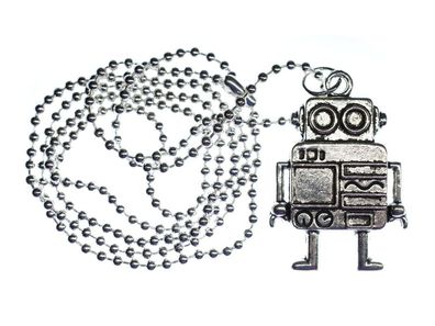 Roboter Kette Halskette Miniblings 80cm Maschine Computer Scifi versilbert XL