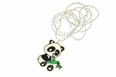Panda PandaBär Halskette Kette Miniblings Bär Bambus 80cm Teddy versilbert Holz