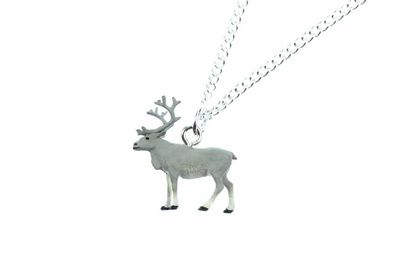 Rentier Halskette Kette Miniblings Weihnachten 45cm Hirsch Elch Tier Xmas grau